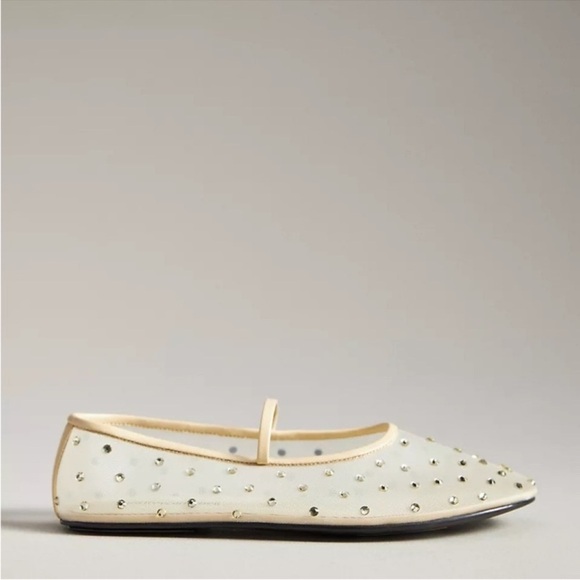 New Jeffrey Campbell Swan Lake Gem Mesh Flats Rhinestone Ballet Yellow - Picture 1 of 15